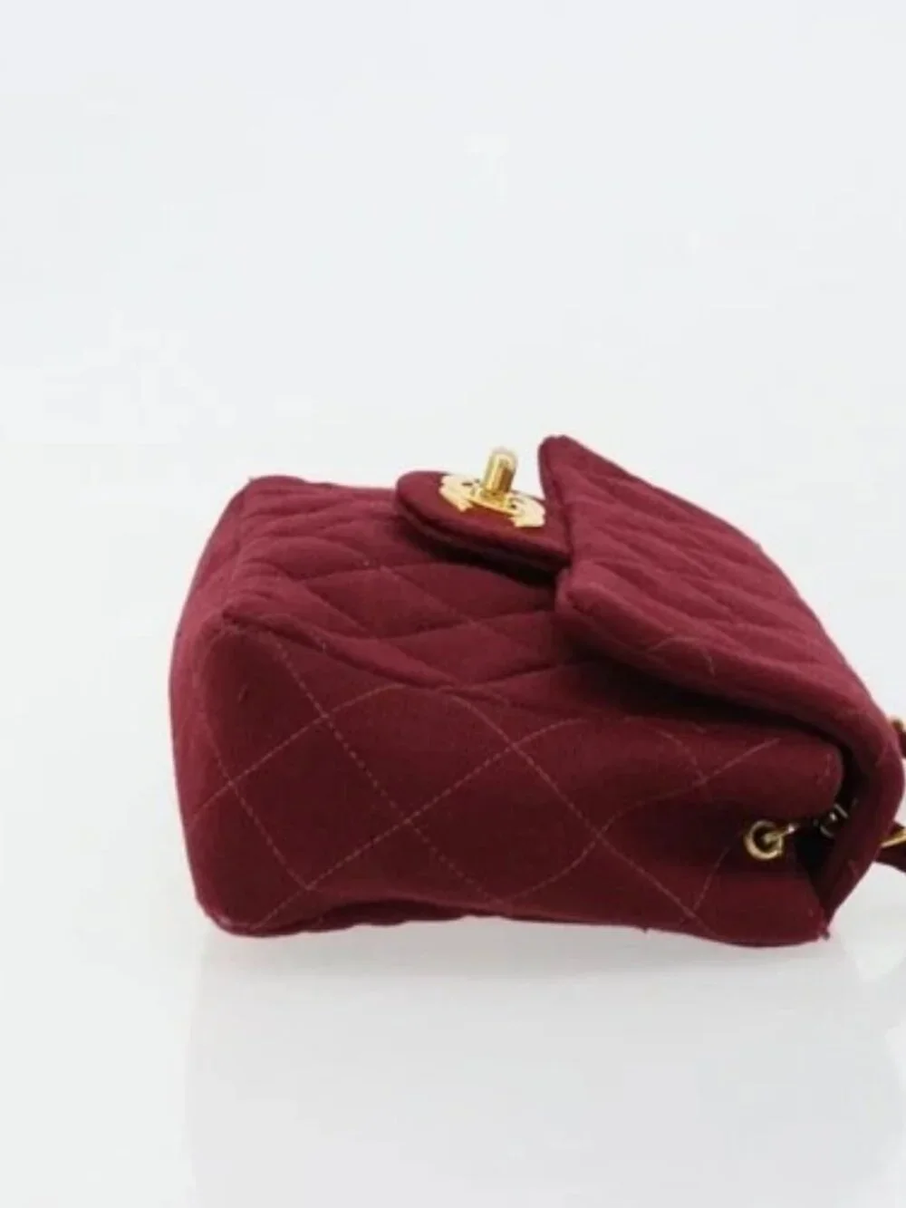 CHANEL Matelasse Chain Shoulder Bag Cotton Bordeaux Gold CC Auth 171294